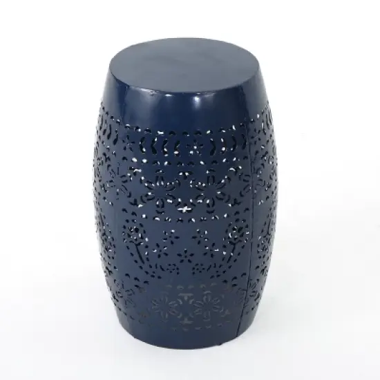 Ruby 12" Iron Side Table - Dark Blue - Christopher Knight Home: Weather-Resistant, No Assembly, Patio Accent Table image {1}