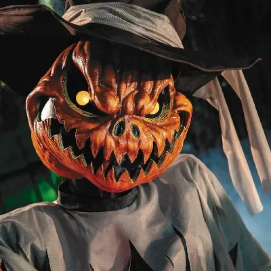 Morris Costumes 3 Ft. Animated Light-Up Pop-Up Pumpkin Head Scarecrow Halloween Decoration image {1}