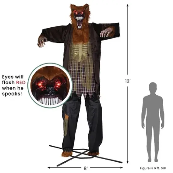 Northlight Huge Lighted and Animated Talking Werewolf Commercial Outdoor Halloween Decoration - 12' image {10}