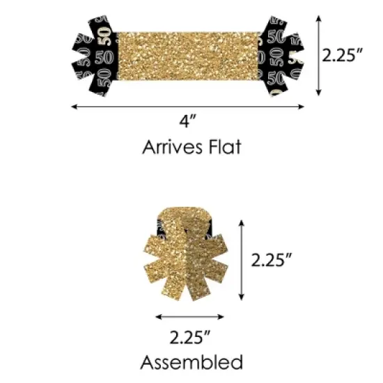 Big Dot of Happiness Adult 50th Birthday - Gold - Birthday Party Paper Napkin Holder - Napkin Rings - Set of 24 image {6}