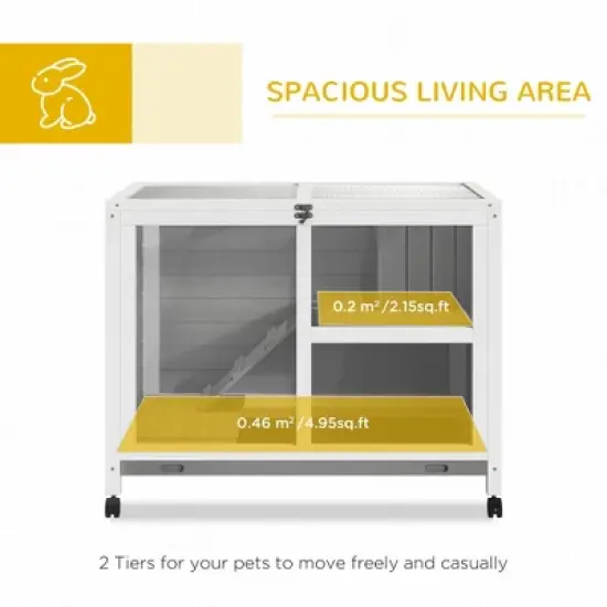 Akoasm Desk And Side Table Sized Wooden Waterproof Rabbit Hutch & Cage With Wheels Indoor-Gray image {4}