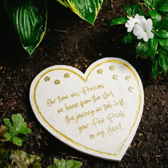 Pavilion Gift Company - Pawprints - 11" Heart Garden Stone - Stepping Stones and Pathways image {1}