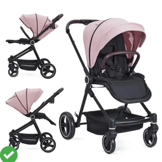Baby Stroller Lightweight Infant Stroller w/ Storage Basket Convenient One-Hand Fold Travel Stroller w/Adjustable Footrest image {8}