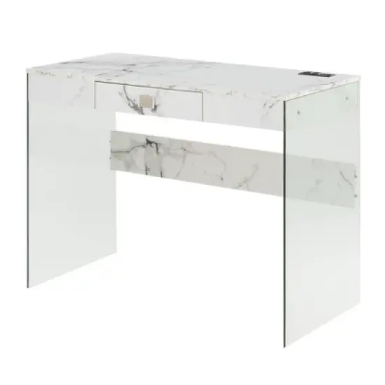 42" SoHo Glass Desk with Charging Station - Breighton Home image {7}