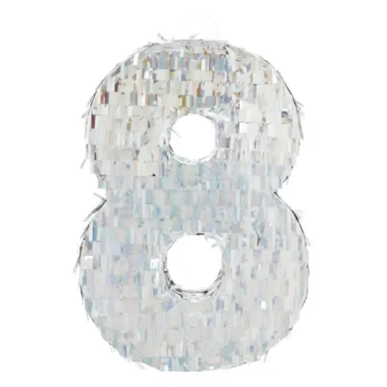 Blue Panda Small Silver Holographic Foil Number 8 Pinata for Kids 8th Birthday Party Decorations, 15.7 x 9 in image {5}