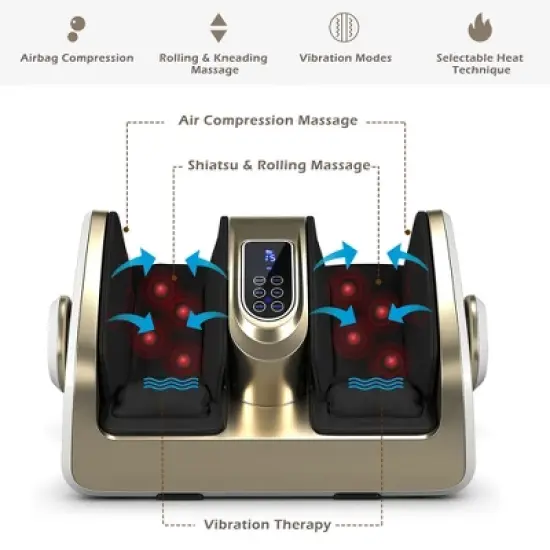 Costway Foot Calf Shiatsu Massager Heat Remote Control image {1}