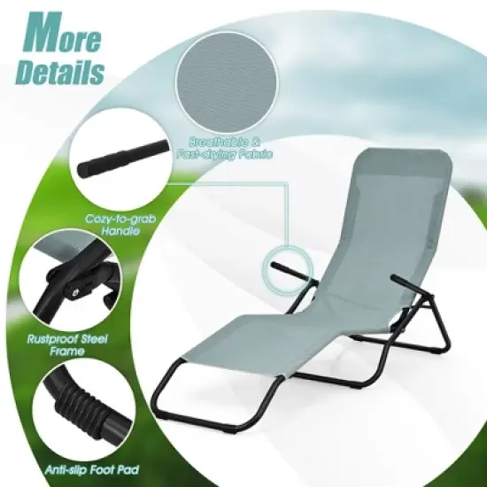 Tangkula 2 PCS Outdoor Chaise Lounge Folding Stacking Reclining Chairs image {6}
