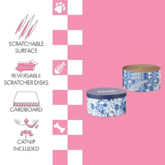 THE LICKER STORE Kate Modern Patterned Cardboard Reversible Cat Scratcher Pad in Box with Catnip image {3}