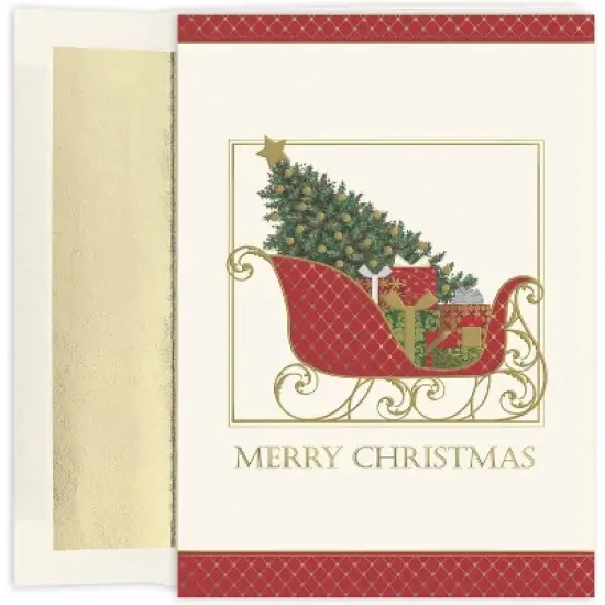 Masterpiece Studios 16-Count Boxed Christmas Cards With Foil-Lined Envelopes, Embossed Santa's Elegant Sleigh, 5.62" x 7.87" (938200) image {1}