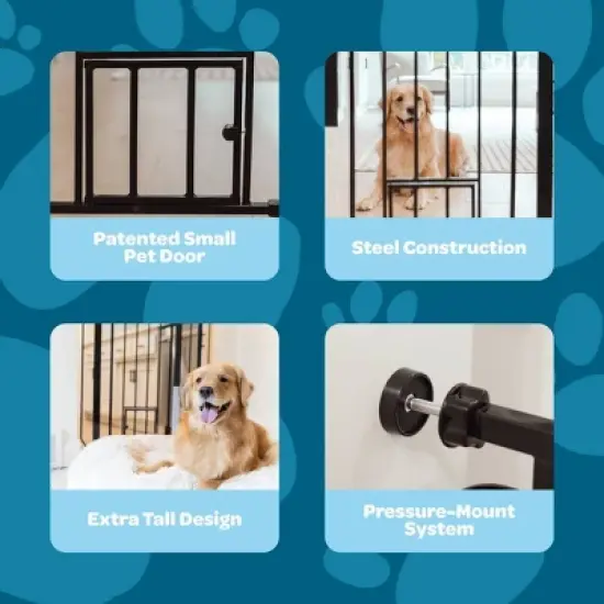 Carlson Tall Gate with Door for Dog Crate - Black image {5}