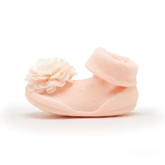 Komuello Baby Girl First Walk Sock Shoes Corsage Pink image {2}