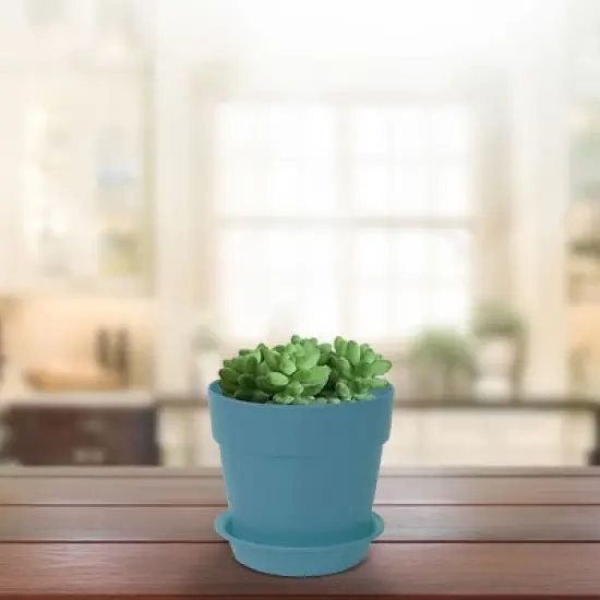 Unique Bargains Plastic Home Garden Gardening Round Design Plant Flower Holder Planter Pot Tray image {4}