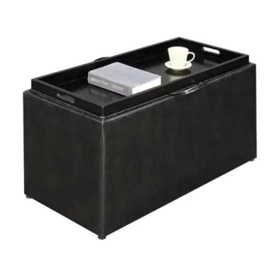 Sheridan Storage Bench w/2 Side Ottomans Black - Breighton Home image {3}
