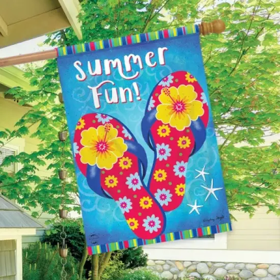 Summer Fun Flip Flops House Flag Nautical 28" x 40" Briarwood Lane image {2}