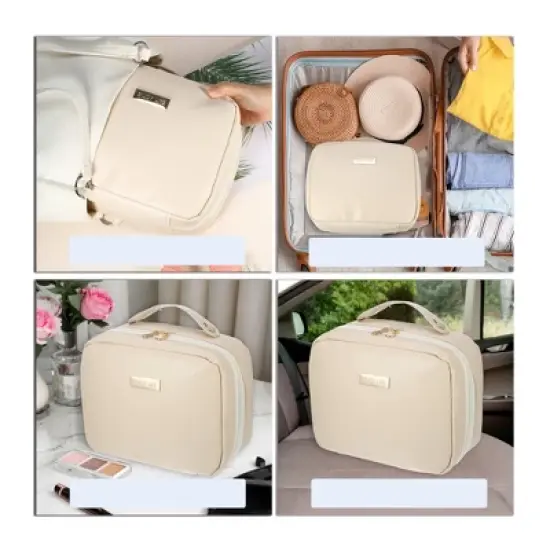 Unique Bargains Large Capacity PU Leather Cosmetic Bag 1 Pc image {5}