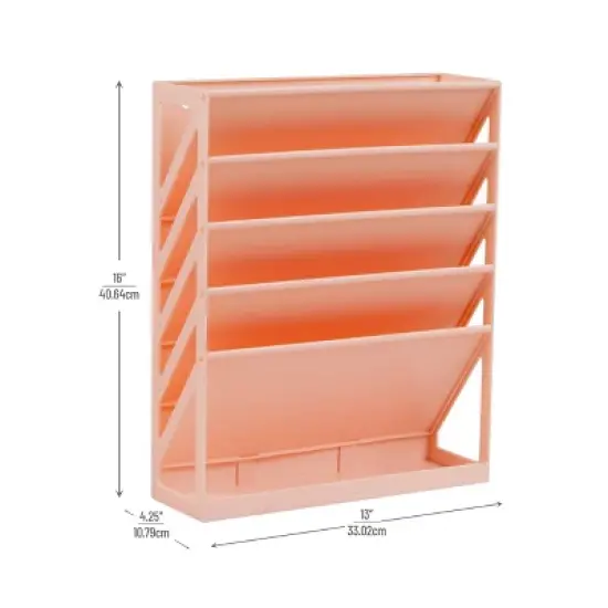 Mind Reader 5-Tier Vertical File Storage Plastic Pink image {2}