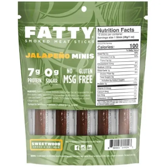Fatty Jalapeno Multipack Meat Sticks - 10oz/10ct image {1}