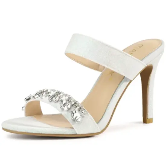 Allegra K Women's Glitter Rhinestone Stiletto Heels Sandals image {8}