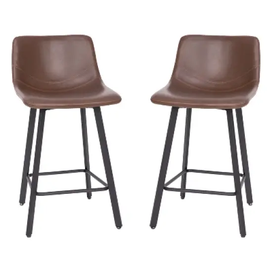 Flash Furniture Caleb Modern Armless 24 Inch Counter Height Stools Commercial Grade with Footrests and Matte Metal Frames, Set of 2 image {14}
