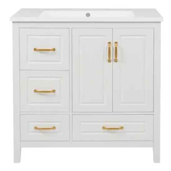 Christopher Knight Home Borah Modern 36" Freestanding Bathroom Vanity with Resin Sink image {7}