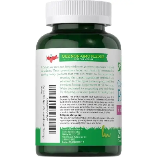 Carlyle Probiotics for Kids 6 Billion CFUs | 200 Chewable Tablets image {1}