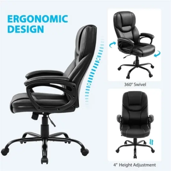 Yaheetech Faux Leather Executive Office Chair with Ergonomic High Back image {4}