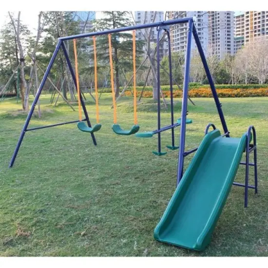 JANSNO A-Frame Metal Swing Set with Slide image {1}
