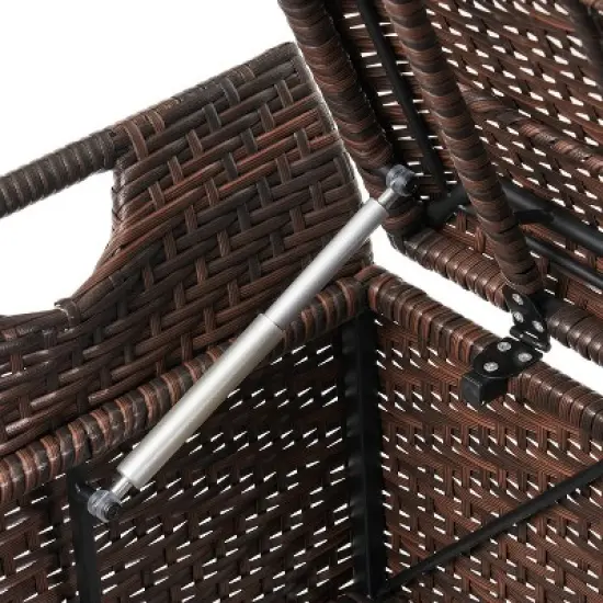 GDFStudio Ridgefield Outdoor Wicker Storage Bench with Handles, Multibrown image {5}