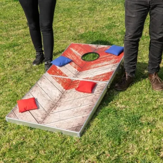 GoSports Rustic Red and Blue Design Cornhole Game Set - 10pc image {1}