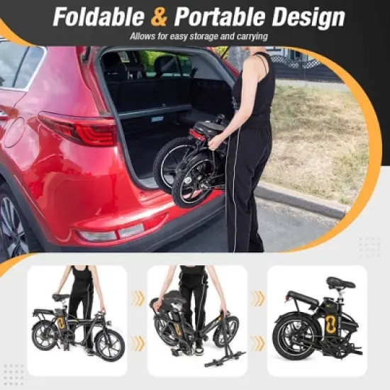Costway 16" Folding E-Bike Portable Electric Bicycle with Peak 650 W Brushless Motor image {9}