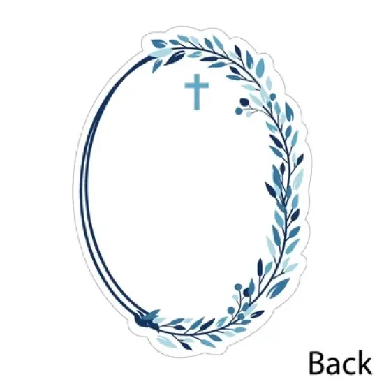 Big Dot of Happiness Blue Elegant Cross - Shaped Thank You Cards - Boy Religious Party Thank You Note Cards with Envelopes - Set of 12 image {3}