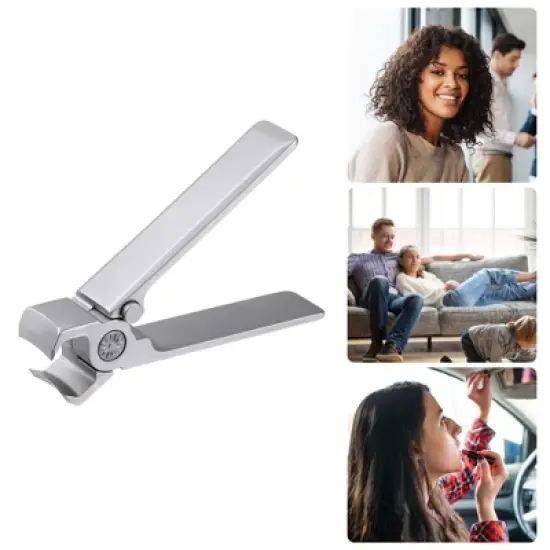 Unique Bargains Stainless Steel Nail Clippers Portable Nail Cutter for Nail Care Black 1Pc image {1}