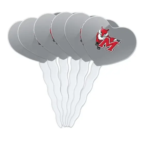 Marist College Secondary Logo Heart Love Cupcake Picks Toppers Decoration Set of 6 image {7}