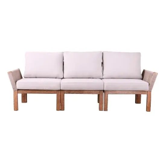 Brendina Outdoor 3-Seater Sofa - Natural with Gray Cushions - SEI image {11}