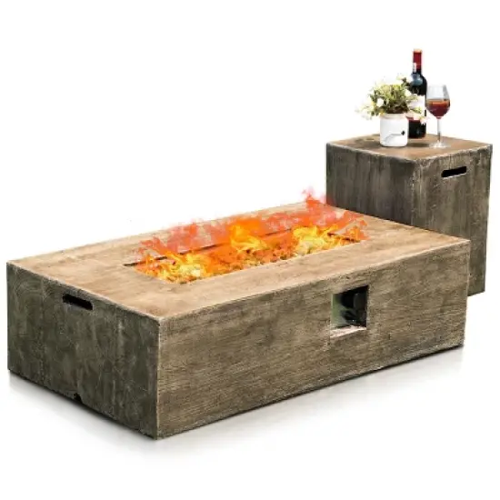 Costway 48''x27'' 50,000 BTU Propane Fire Pit Table Set w/ Side Table Tank Storage & Cover image {8}