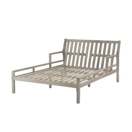 Whisen Outdoor Daybed, Patio Daybed with Four Pillows, Wooden Outdoor Bed with Curved Armrests image {8}