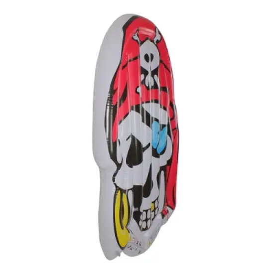 59" Inflatable 1-Person Jumbo Pirate Skull Pool Float - White/Red image {1}