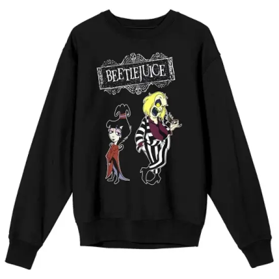 Beetlejuice Animated Lydia Crew Neck Long Sleeve Women's Black Sweatshirt image {4}