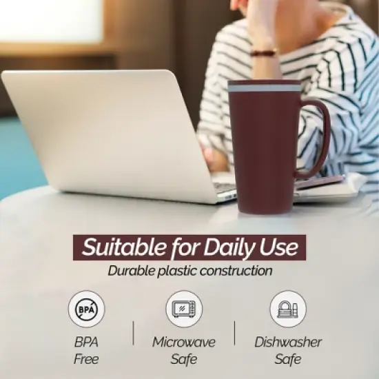 Copco Cone Desk Mug, 16 Ounce (Set of 4) - Double Wall Insulated Mug Set with Lid and Handle, Microwave & Dishwasher Safe, BPA-Free (Assorted Colors) image {5}