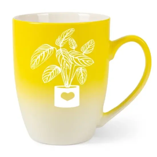 Elanze Designs Botanical Foliage Nature Coffee Cup Mug 12 Ounce Ceramic With Ombre Gradient Elegant Minimalist Calathea in Heart Planter Silhouette image {5}