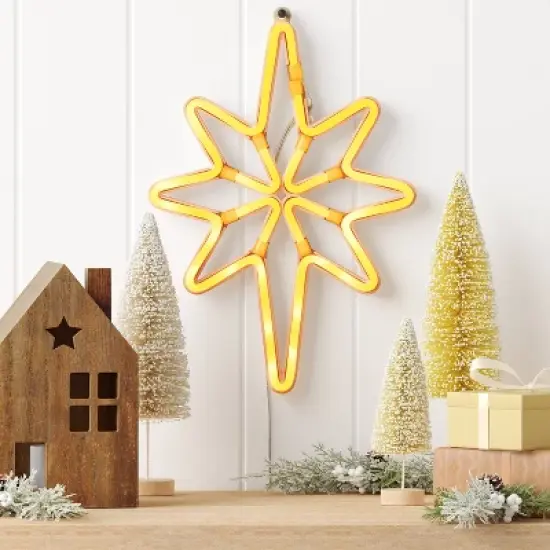 LED Battery Operated Neon Star Hangable Sign Warm White - Wondershop&trade; image {1}