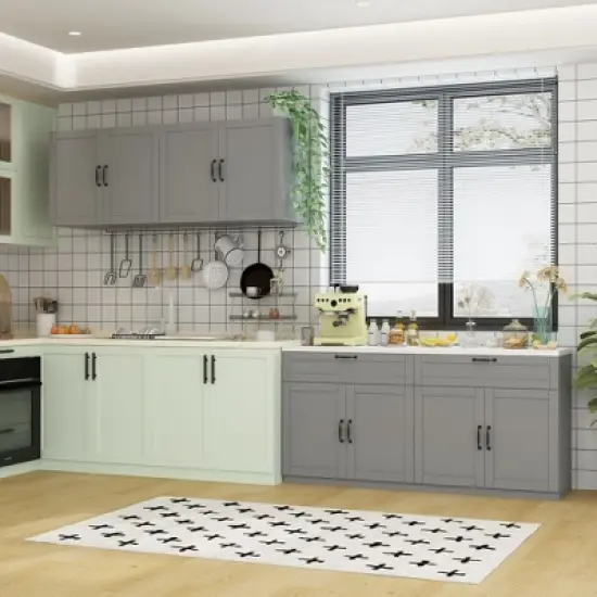 FUFU&GAGA Split Pantry Cabinet 2-Drawer Combo Kitchen Cabinet image {8}