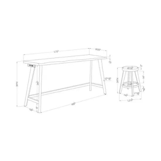 Ballivor Counter Height Dining Table Sets with USB Plug Dark Walnut - HOMES: Inside + Out image {8}