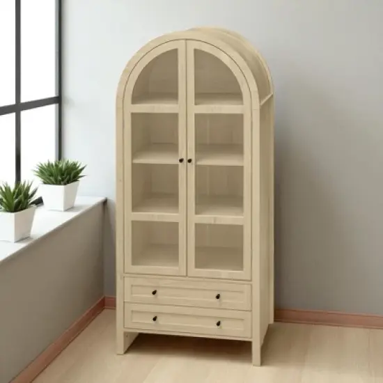 70.28" Tall Arched Kitchen Pantry Cabinet with Acrylic Doors, Adjustable Shelves, Drawers, Modern Farmhouse Storage Hutch for Kitchen, Dining Room image {2}