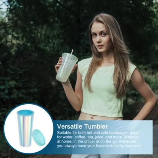 Unique Bargains Acrylic Insulated Double Wall Tumbler with Lid and Straw image {4}