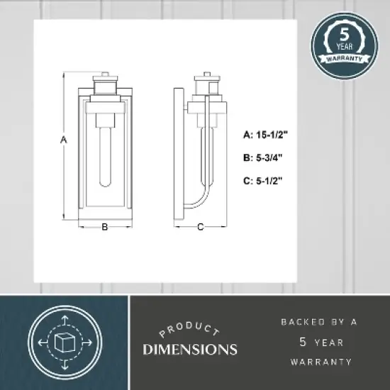 VAXCEL Lawton Steel LED Compatible Black Motion Sensor Dusk to Dawn Outdoor Wall Light Transitional Clear Glass image {5}