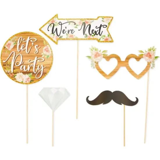 Sparkle and Bash 72 Piece Photo Props for Rustic Wedding Party Decorations image {2}