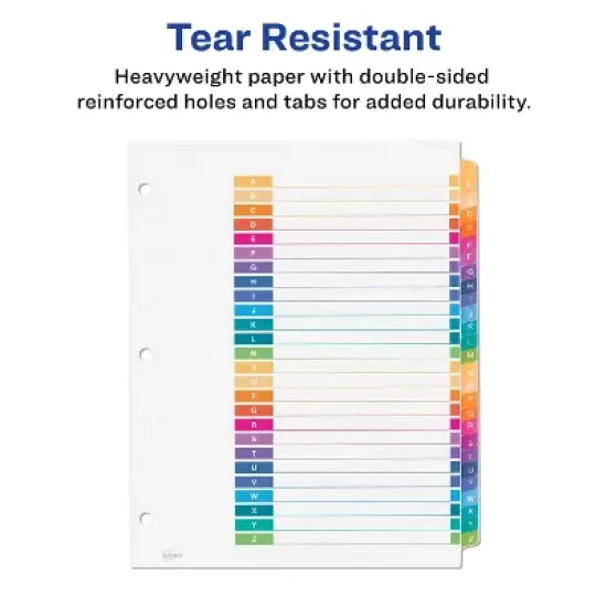 Avery A-Z Dividers for 3 Ring Binders, 26 Tabs per Set, Customizable Table of Contents, Multicolor Tabs (3 Sets of 44225) image {4}