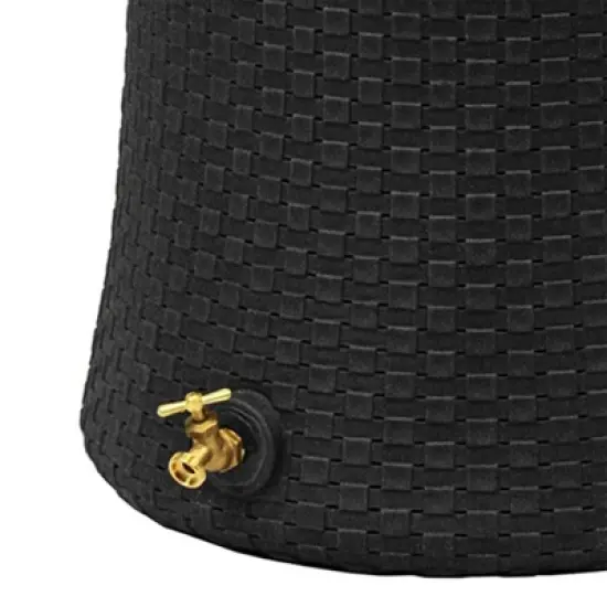 Good Ideas Impressions 50 Gallon Nantucket Outdoor Home Rain Barrel Water Storage Collector with Garden Planter and Brass Spigot, Black (3 Pack) image {5}