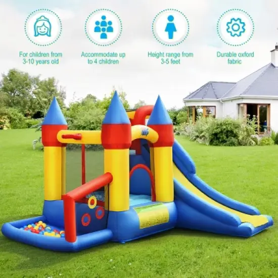 Costway Inflatable Bounce House Slide Bouncer Kids Castle Jumper w/ Balls & 780W Blower image {6}